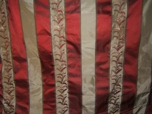 Lee Jofa, Botanical Garden,100% Silk Embroidered Floral Stripe, BTY, Clr Karmin - Picture 1 of 3