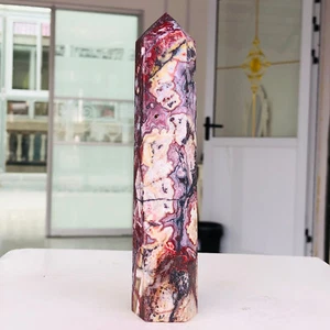 430g Natural Pink Mexican Crazy Lace Agate Quartz Crystal Obelisk Healing G534 - Picture 1 of 13