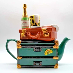 Vintage 1995 Swineside Orient Express Steam Trunk Teapot Ceramic Made In England - Picture 1 of 14