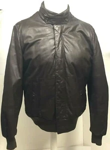 Vintage High Gear Herren Bomberjacke braun Rindsnappaleder mit Zip Away Hoodie - Bild 1 von 10