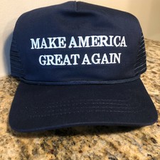 DONALD TRUMP OFFICIAL MAKE AMERICA GREAT AGAIN NAVY BLUE MAGA MESH TRUCKER HAT 