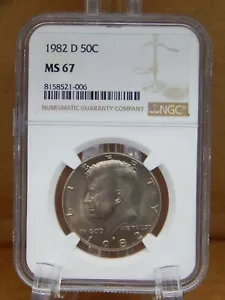 1982 D 50¢ MEZZO DOLLARO KENNEDY - NGC MS67 (BT370) - Foto 1 di 4