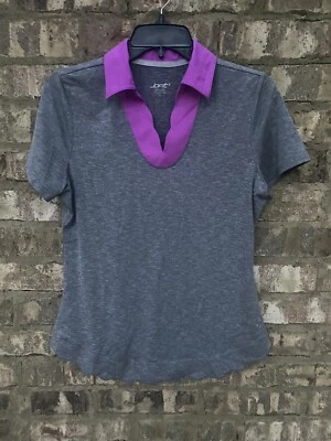 Jofit Women’s Golf Shirt Gray With Purple Trim Size Small - Image 1 of 2