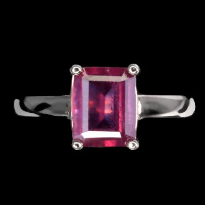 925 Sterling Silver Ring Octagon Ruby 9x7mm Gemstone Jewelry 7.5 - Image 1 of 4