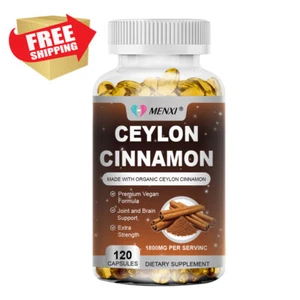 Organic 1800mg Ceylon Cinnamon 120 Capsules Highest Potency Blood Sugar Support - Bild 1 von 8