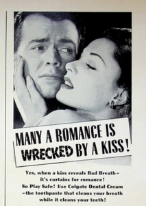 1942 Colgate Toothpaste Many a Romance is Wrecked by a Kiss Vintage 40s Print Ad - Picture 1 of 4