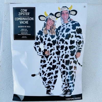 🐄 Cow Zipster Adult Halloween Costume-Adult L/XL-NEW 🎃 - Image 1 of 4