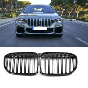 For BMW 7 SERIES G11 G12 LCI 19- GLOSS BLACK M DOUBLE SPOKE FRONT KIDNEY GRILLES - Picture 1 of 3