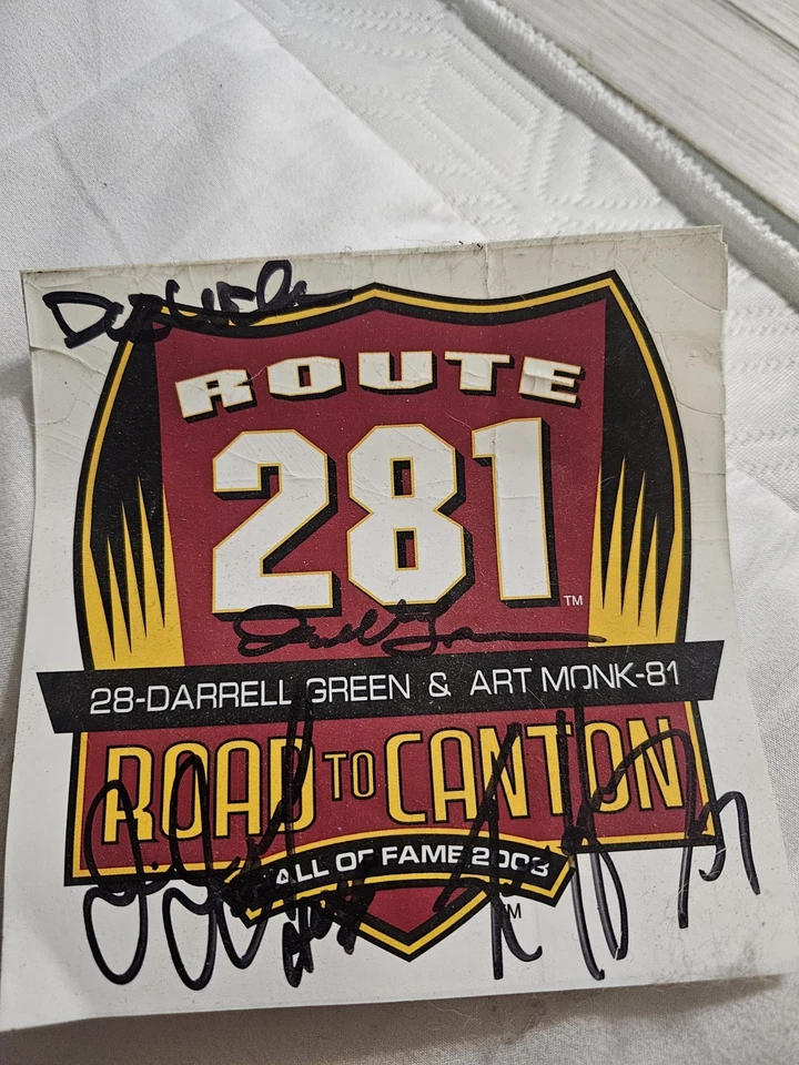 redskins autos route 281 (4) art monk, darrell green, joe jocoby ken harvey. - Image 1 of 1