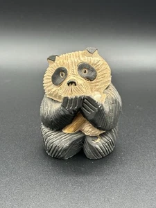 Vintage Artesania Rinconada Handmade Panda With Bamboo Pottery Figurine - Picture 1 of 5