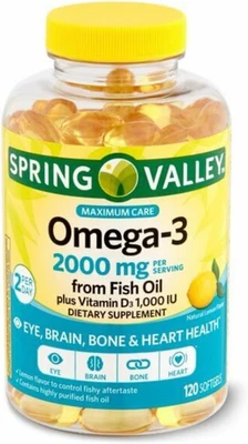Omega-3 from Fish Oil 2000 Mg, Eye, Brain, Heart Health, 180 Softgels (2 PACK) - Image 1 of 4