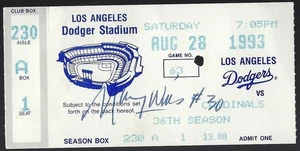 Maury Wills Los Angeles Dodgers Shortstop Autographed Ticket 1962 NL MVP (d2022) - Picture 1 of 1