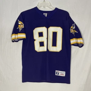 Vintage Minnesota Vikings Cris Carter Jersey Youth Large Purple Logo 7 #80 NFL - Picture 1 of 13