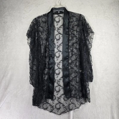 Fantasy Lingerie Womens One Size Black Sheer Lace Cover Up High Low - Image 1 of 4