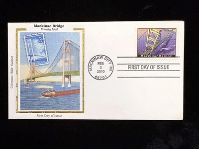 FDC COLORANO SILK CACHET #4438 MACKINAC BRIDGE $4.90 PRIORITY STAMP - Image 1 of 2