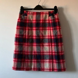 Boden Falda Tweed Talla 10L Alto Luna Rojo Cuadros Tartán Lápiz Corto 10 L - Imagen 1 de 6