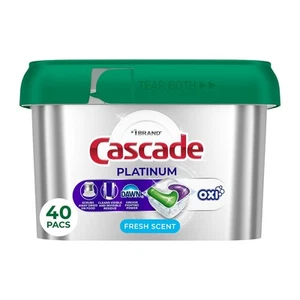 Cascade Platinum ActionPacs + Oxi Dishwashing Detergent Pods Fresh Scent 48 - Picture 1 of 9