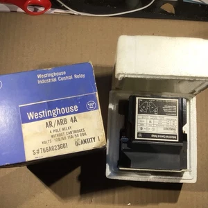NEW NOS WESTINGHOUSE AR/ARB4A 766A023G01 110/120V 10A INDUSTRIAL CONTROL RELAY - Picture 1 of 7