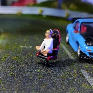 1/64 Scale Diorama Figure Gamer Girl #1 with Chair Painted Mini Scene Model GIFT - Picture 1 of 3