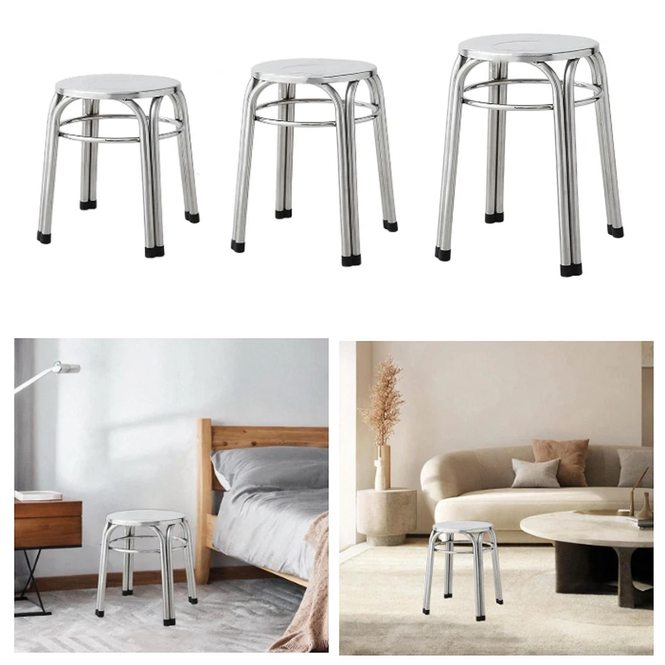 Round Metal Stool Bar Stool Stackable Noise Reduction Nonslip Sturdy Comfortable - Image 1 of 1