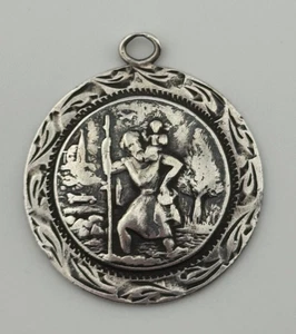 Vintage Sterling Silber St. Christophorus Mexiko Medaille Anhänger - Bild 1 von 12