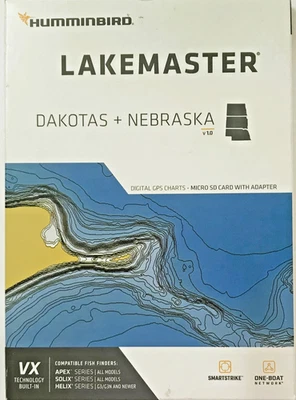 Humminbird LakeMaster DAKOTAS & NEBRASKA Digital GPS Charts VX Tech 601001-1 - Image 1 of 2