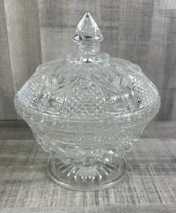 Vintage Anchor Hocking Large Clear Glass Wexford Compote Candy Dish with Lid 7in - Picture 1 of 6