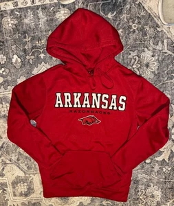 Arkansas Razorbacks Hoodie Adult S Red Pullover Sweatshirt Embroidered Logo - Picture 1 of 5