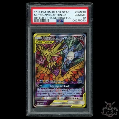 Moltres & Zapdos & Articuno GX #SM210 PSA 10 Sun & Moon Promo Pokemon 2019 - Image 1 of 3