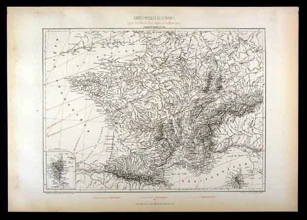 Mapa Vuillemin 1867 - Francia - Líneas isodinámicas físicas Foto 1 de 1