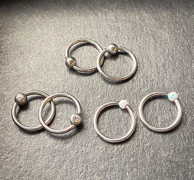 6pc Value Pack Fixed Ball 316L Surgical Steel Captive Bead Rings 16g or 18g - Image 1 of 4