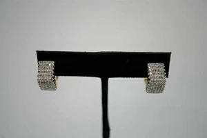 1Ct Round Cut Lab Created Diamond Huggie Hoop Cluster Earrings 14K Yellow Plated - Picture 1 of 10
