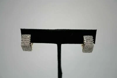 1Ct Round Cut Lab Created Diamond Huggie Hoop Cluster Earrings 14K Yellow Plated - Image 1 of 4