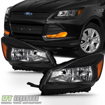Black 2013-2016 Ford Escape Headlights Halogen Headlamps Replacement Left+Right - Image 1 of 4