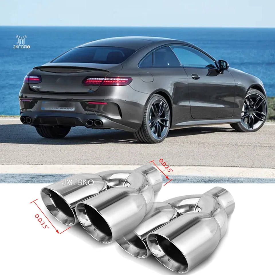 Punta de escape soldada de 2 piezas 2,5 pulgadas salida doble de 3,5" para Mercedes-Benz Clase E cupé Foto 1 de 4