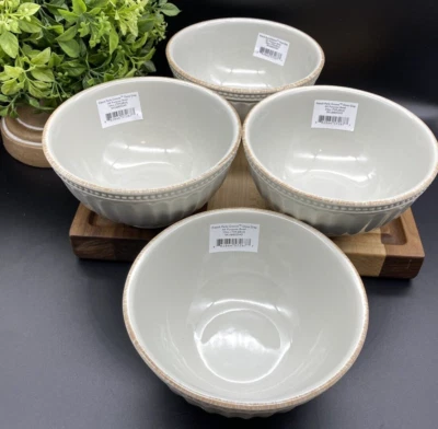 LENOX French Perle Groove™ Dove Grey 6" por 3" cuencos de sopa (JUEGO DE 4) NUEVOS EN CAJA Foto 1 de 4