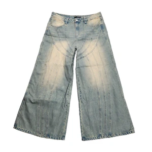 NWoT Finesse Womens High-Waisted Wide Leg Blue faded Jeans Size XL - Picture 1 of 10