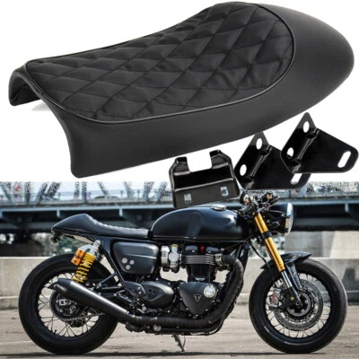 Motorcycle Cafe Racer Seat Flat Hump Saddle Fits For Honda CB Suzuki GS Yamaha - Image 1 of 4
