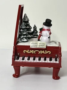 VTG Christmas Piano Lights Rotating Snowman Music Box Plays 3 Christmas Excerpts - Picture 1 of 7