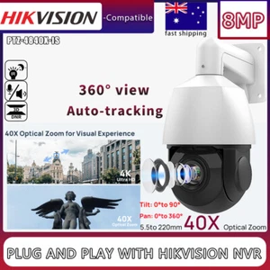 Hikvision Compatible 4K 8MP PTZ 40x Zoom Auto-tracking POE IP Camera 360°View - Picture 1 of 20