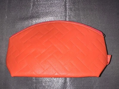 NATIO MAKEUP COSMETIC BAG ORANGE APRICOT COLOUR  PU LEATHER PATTERN NEW - Image 1 of 4