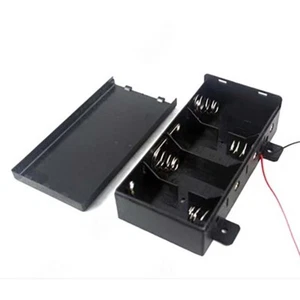 1Pcs D Size 4 Cell Battery Holder Case Storage Box With Wire/Cover DIY - Picture 1 of 4