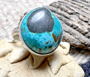 Vintage SOUTHWESTERN TÜRKIS Sterling Ring Navajo signiert Gr. 6,5 [B3] - Bild 1 von 6