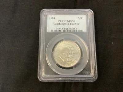 1952 Washington-Carver 50C PCGS Graded MS64 Silver Half Dollar Commemorative! - Image 1 of 2