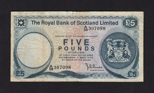 F.C. ESCOCIA SCOTLAND , 5 LIBRAS 1978 , BC- ( FINE- ) , SUCIO - ROTURA , P.337a - Imagen 1 de 2
