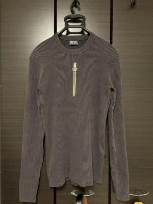 Diesel Men XL Gray Long Sleeve Ribbed knit Luxury Pullover Casual Style Slim Fit - Image 1 of 3