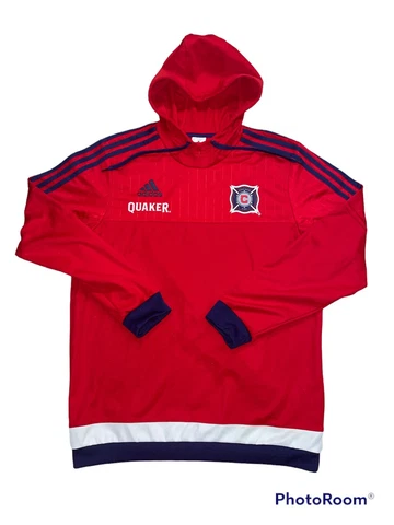 Adidas Chicago Fire FC MLS 2014 Authentic Red Soccer Hoodie Sweatshirt Mens L Cover