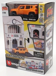 Burago 1/43 Scale Model Car #18 31505 - Jeep Renegade And Train Station - Picture 1 of 5
