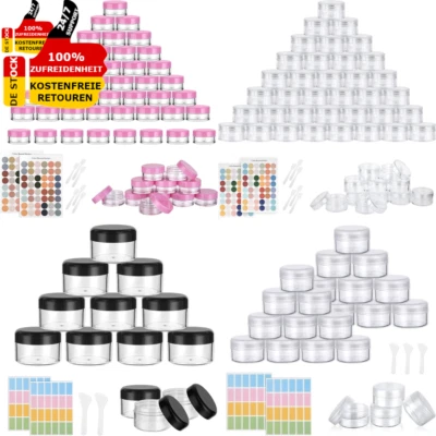 FLINTRONIC Plastik Döschen Leerdose 5-50ML Cremedose Leer Klarer Tiegel Mit Spatel & Etiket