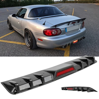 For Mazda MX-5 Miata NA NB NC Carbon Fiber Rear Diffuser Lip w/ LED Brake Light - Image 1 of 4